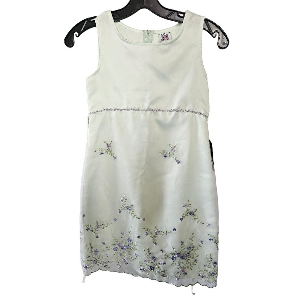 Mint Floral Overlay Child's Dress